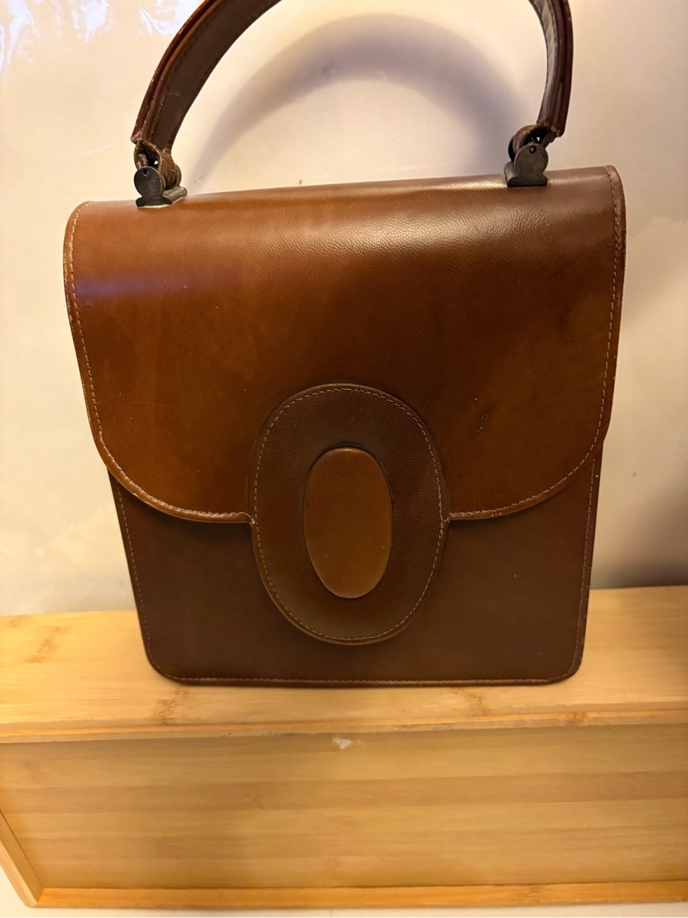 Vintage Brown on brown geometric accents purse